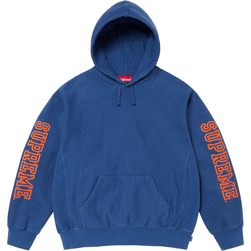 Supreme Collegiate Sleeve Hooded Sweatshirt Hoodie Dark Royal Fw24 Men’s Sz Xxl